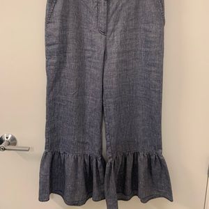 Anthropologie Linen Ruffle Pants - never worn!